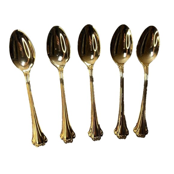FB‎ Rogers Golden Plated Electroplate American Chipendale 5 Spoons Tsp - Picture 1 of 16
